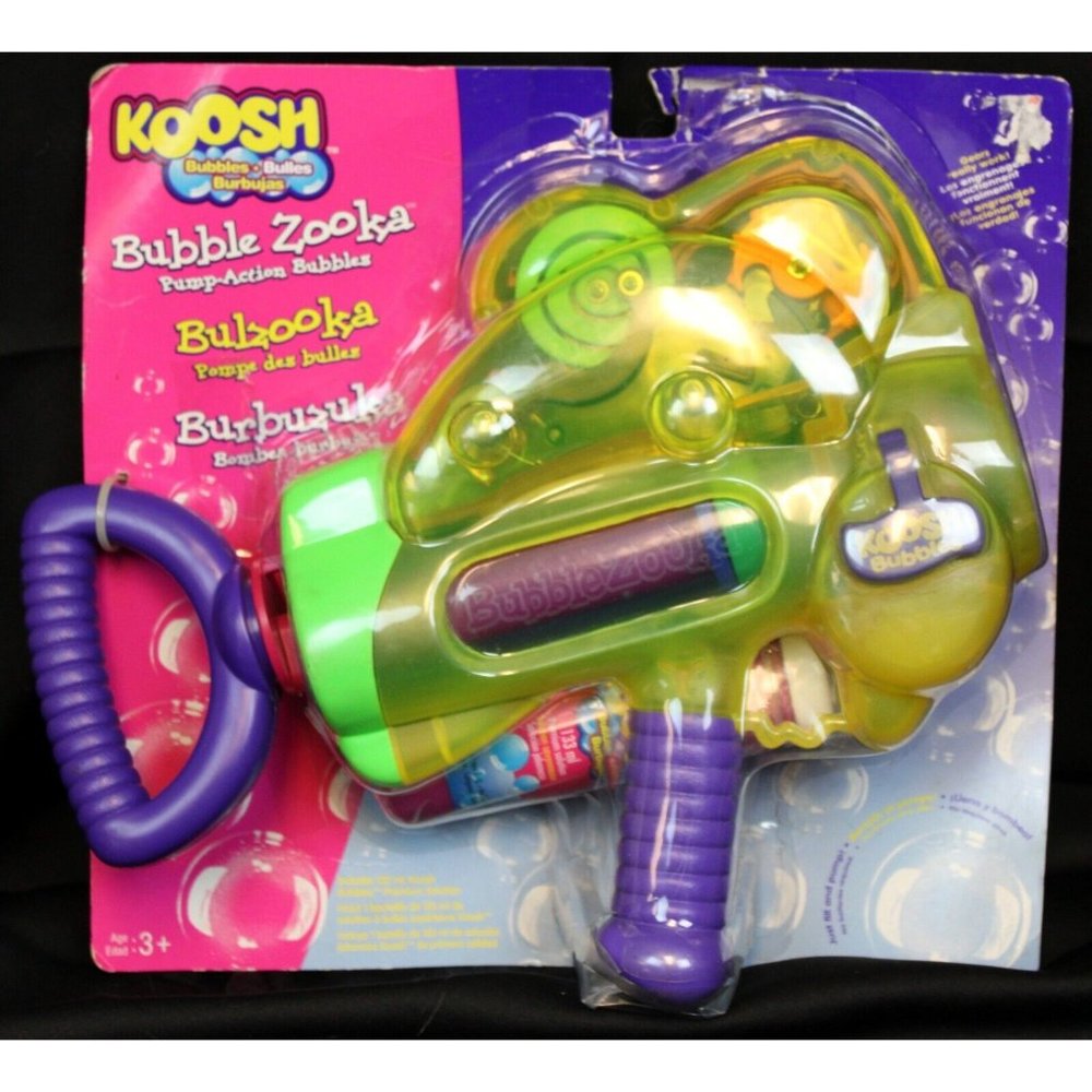 Vtg 90s Koosh Bubble Toy Gun Bazooka Pump Action Gears Solution Kids